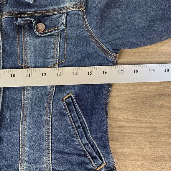 Cat & Jack Girls Youth Denim Jean Jacket Size Large 10/12 Long Sleeve Collared - Picture 4 of 10